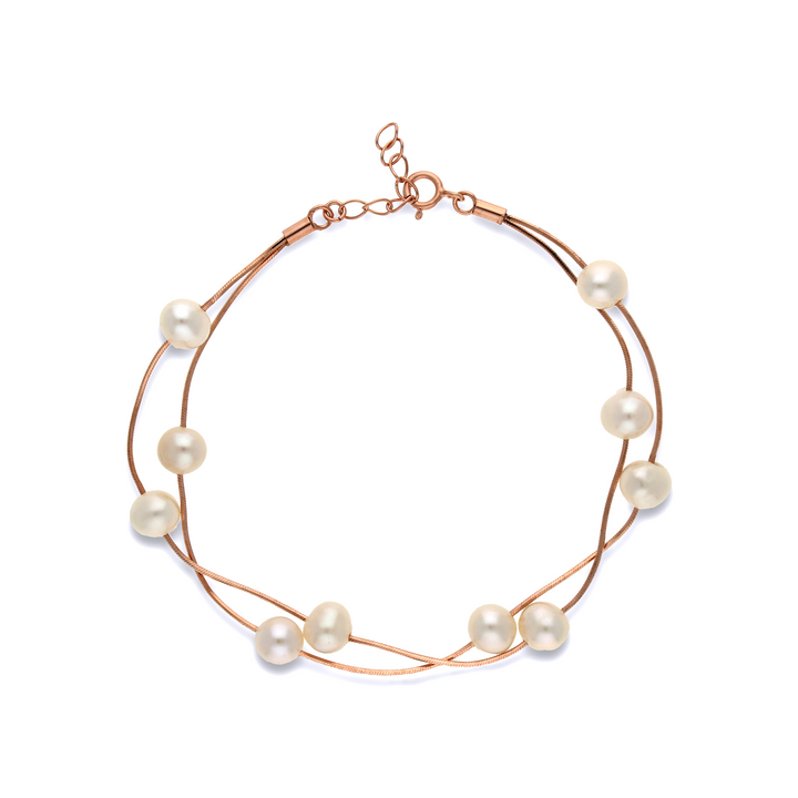 Pearl Station Rose Bracelet